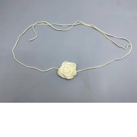 Rope choker necklace with camellia flower pendant.