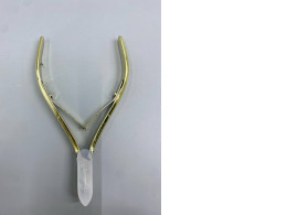 Gold-colored cuticle nippers with sharp blades.