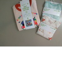 UniQlo set for 3 Clothes for Kids. 1 Long Sleeve bodysuit. 1 short sleeve bodysuit. 1 soft stretch cotton pajamas UniQlo set for 3 Clothes for Kids. 1 Long Sleeve bodysuit. 1 short sleeve bodysuit. 1 soft stretch cotton pajamas