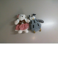 Set of 2 small plush toys, owl and bear