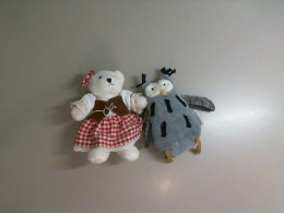 Set of 2 small plush toys, owl and bear