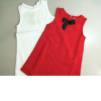 Set of 2 children's dresses, white and red