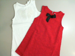 Set of 2 children's dresses, white and red