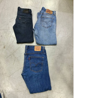 Set of 3 Levi's 505 regular fit jeans. jeans are Levi's 511 Slim Fit model.  Levi's 560 loose fit tapered jeans. 