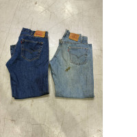 Set of 2 classic Levi's 505 regular fit straight-leg jeans,vintage Levi's 501 jeans in a light blue wash. Set of 2 classic Levi's 505 regular fit straight-leg jeans,vintage Levi's 501 jeans in a light blue wash.