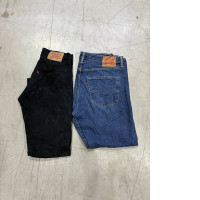 Set of 2 Levi's 501 Original Fit black jeans, classic straight leg style,classic Levi's 501 original jeans in a dark wash