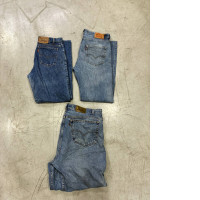 Set of 3 Levi's orange tab jeans, likely a 505 straight-leg model,Levi's 501 classic straight-leg jeans,vintage Levi's 550 Relaxed Fit tapered leg jeans. Set of 3 Levi's orange tab jeans, likely a 505 straight-leg model,Levi's 501 classic straight-leg jeans,vintage Levi's 550 Relaxed Fit tapered leg jeans.