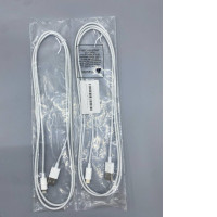 Set of 2 White USB-A to Lightning charging cable for charging Apple devices.