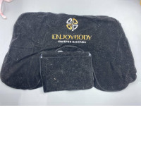 Black velvet portable massage table cover set, printed with the "ENJOYBODY" brand logo.