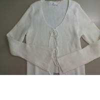 White women's tie-up sweater