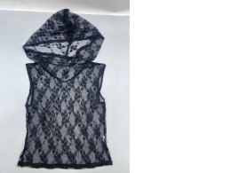 Black lace sleeveless hooded top Black lace sleeveless hooded top