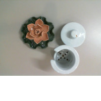 Set of 2 ceramic table decorations, toothpick holder + salt shaker