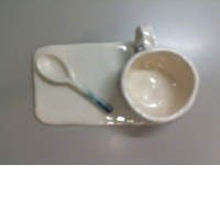 Ceramic set, large stand + mug + spoon