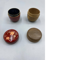 Set of 2 Japanese Natsume, which are traditional lacquered wooden tea caddies specifically designed to hold matcha powder during a tea ceremony. Set of 2 Japanese Natsume, which are traditional lacquered wooden tea caddies specifically designed to hold matcha powder during a tea ceremony.