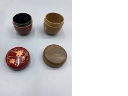 Set of 2 Japanese Natsume, which are traditional lacquered wooden tea caddies specifically designed to hold matcha powder during a tea ceremony. Set of 2 Japanese Natsume, which are traditional lacquered wooden tea caddies specifically designed to hold matcha powder during a tea ceremony.