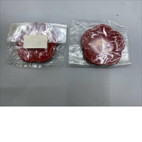 Set of 2  Shunkei-nuri lacquerware plates shaped like plum flowers, used for serving tea sweets. 