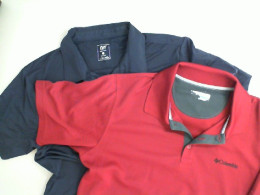 Set of 2 men's polo shirts, blue and red