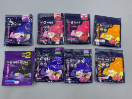 Set of 8 G'nite gummies are available in Kyoho grape, peach, mangosteen, and strawberry flavors.