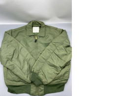 This pilot jacket is a CWU-45P model in olive green, a vintage military-style jacket manufactured by Rothco.