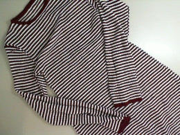 Women's brown striped dress with long sleeves