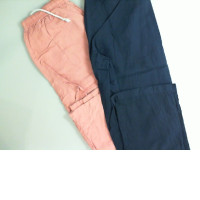 Set of 2 trousers with elastic waistband, blue and pink
