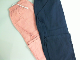 Set of 2 trousers with elastic waistband, blue and pink Set of 2 trousers with elastic waistband, blue and pink