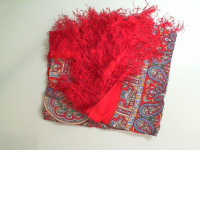 Red scarf with fringe