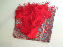 Red scarf with fringe