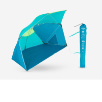 Decathlon Product Code: 8808028 Iwiko 180 3-Person Beach Sun Umbrella UPF50+ - Blue/Yellow