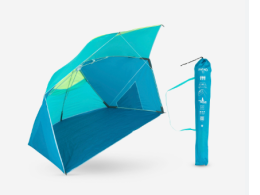 Decathlon Product Code: 8808028 Iwiko 180 3-Person Beach Sun Umbrella UPF50+ - Blue/Yellow