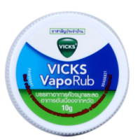 10g tin of Vicks VapoRub, a topical ointment used to relieve cold symptoms. 