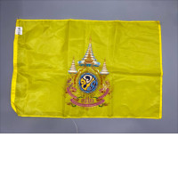 This flag features the royal emblem and was designed for use in celebrating the auspicious occasion of His Majesty King Maha Vajiralongkorn's 6th birthday anniversary.