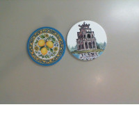 Set of 2 ceramic coasters