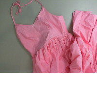 Long fluffy pink dress