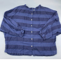 Striped button-down shirt, French Connection style.