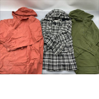 Set of 3 A hooded windbreaker and an anorak jacket, which is a lightweight coat designed to protect against wind and light rain.