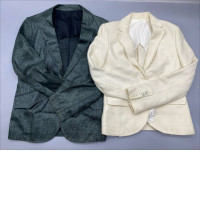 Set of 2 Women's fitted suit jacket by Mango in grey and cream. Set of 2 Women's fitted suit jacket by Mango in grey and cream.
