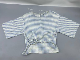  Zara blue and white striped cotton tie front top. 