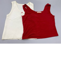 Set of 2 Women's tank tops, white and red.