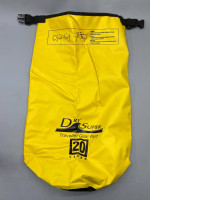 A 20-liter yellow Dry Super waterproof dry bag designed for outdoor activities like boating and camping
