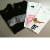 Set of 4 T-shirts with applique, 2 white and 2 black