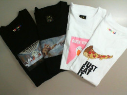 Set of 4 T-shirts with applique, 2 white and 2 black