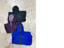 Set of 3 Berghaus waterproof jackets, both vintage and modern styles, are designed for outdoor activities. (Blue)