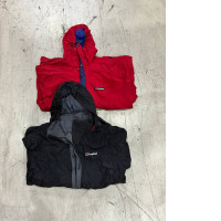 Set of 2 Vintage style Berghaus Gore-Tex waterproof jacket in the iconic red and blue color scheme, from the 1990s.