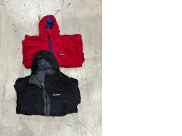 Set of 2 Vintage style Berghaus Gore-Tex waterproof jacket in the iconic red and blue color scheme, from the 1990s.