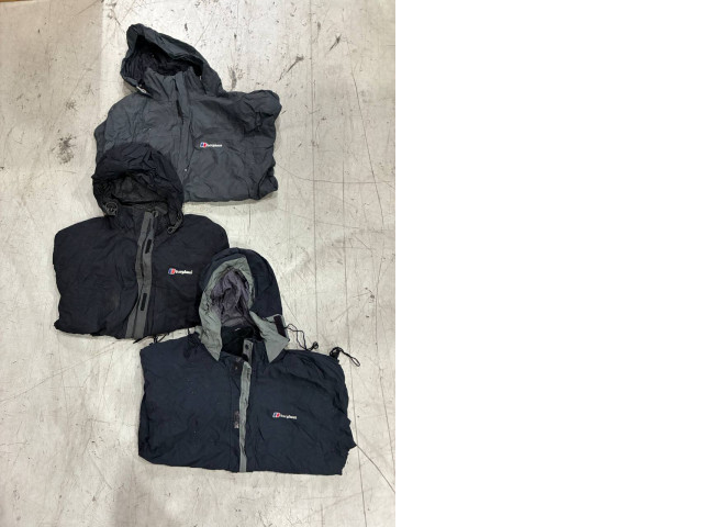 Set of 3 vintage Berghaus Aquafoil black waterproof jackets. Set of 3 vintage Berghaus Aquafoil black waterproof jackets.