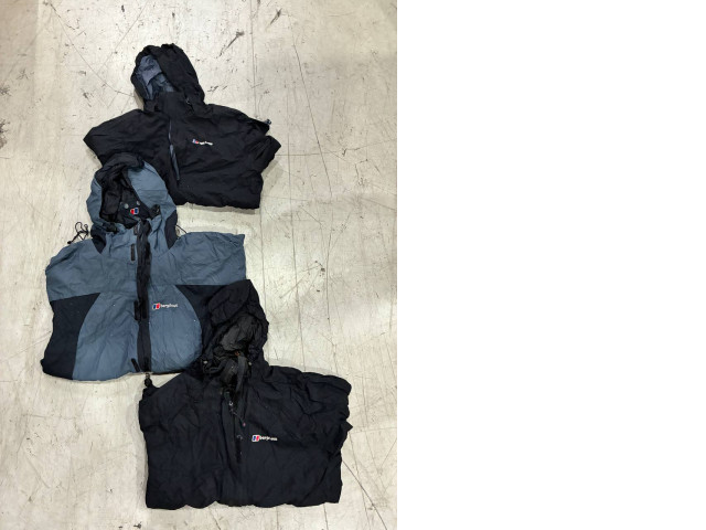 Set of 3 Berghaus waterproof jackets are raincoats designed for outdoor activities and everyday use. Set of 3 Berghaus waterproof jackets are raincoats designed for outdoor activities and everyday use.