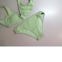 Green two-piece swimsuit