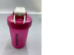 Movertex brand shaker bottle, used for mixing protein shakes or other beverages. 