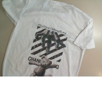 White mesh T-shirt with a pattern White mesh T-shirt with a pattern